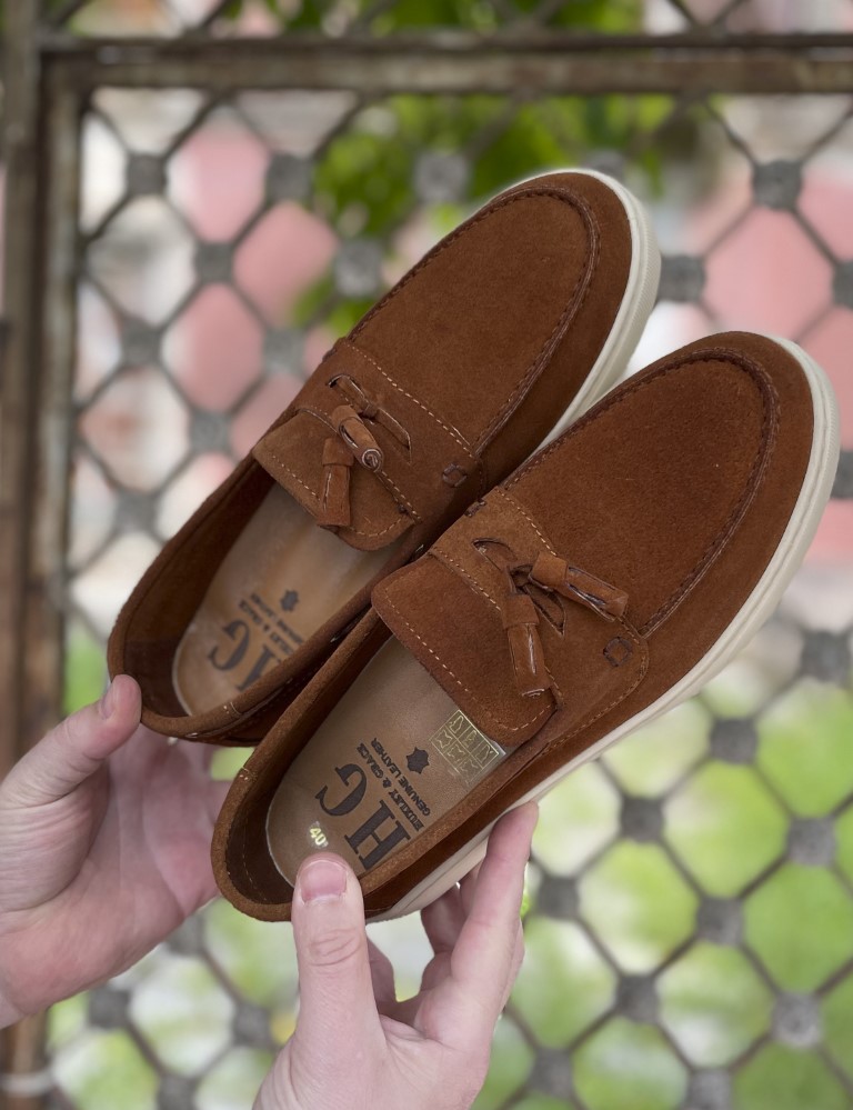 Huxley and Grace ανδρικά ταμπά δερμάτινα loafers με tassels HG174191T φωτογραφία